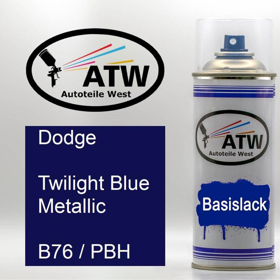 Dodge, Twilight Blue Metallic, B76 / PBH: 400ml Sprühdose, von ATW Autoteile West.